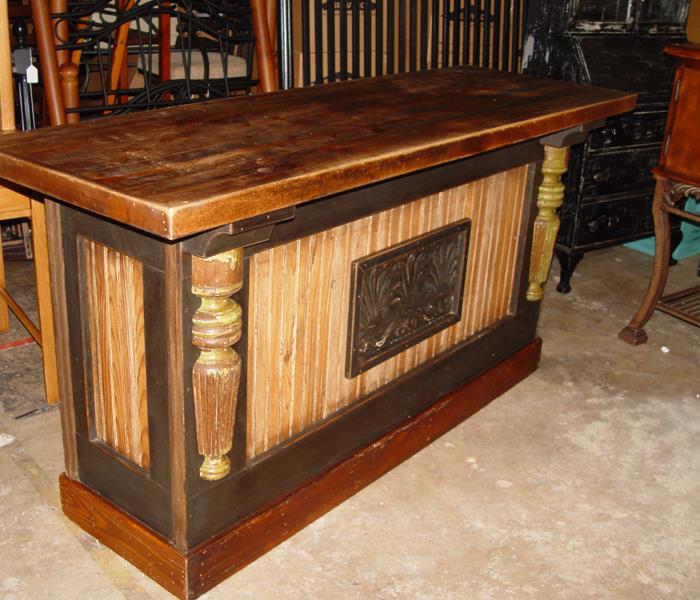 Image shows homemade wooden bar that has been cleaned.